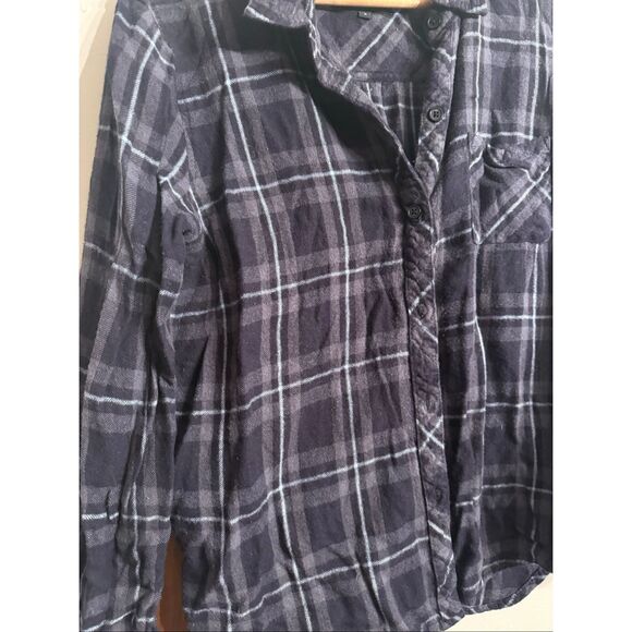 Rails Hunter Grey Midnight Sky Plaid Flannel Long Sleeve Button Up Shirt Large - Picture 3 of 6
